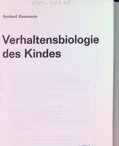 Verhaltensbiologie des kindes - verhaltensbiologie,